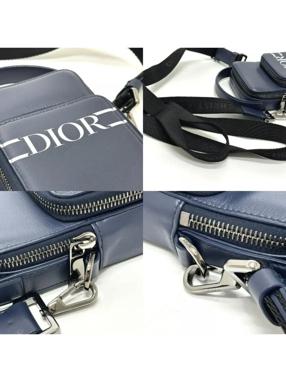 Dior Shoulder Bag Logo Leather Blue